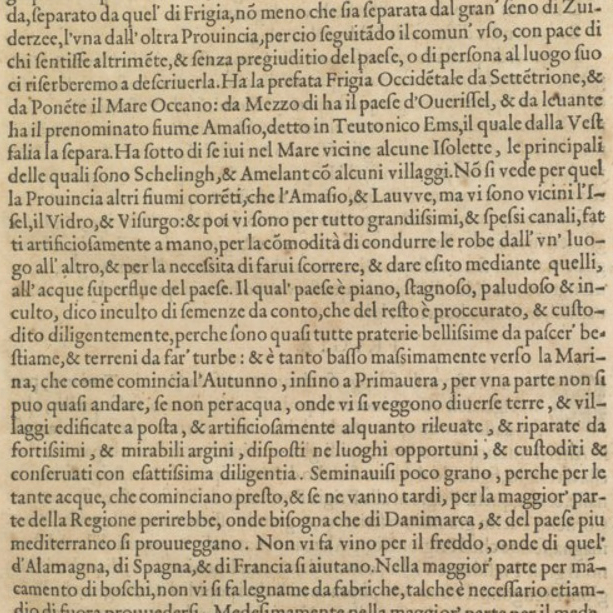 Picture of printed text from Lodovico Giucciardini's writings on the northern Netherlands